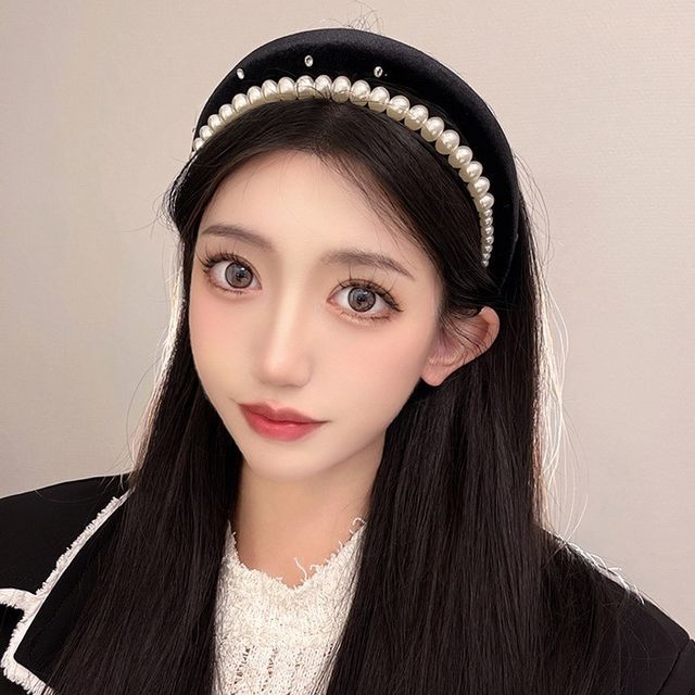 Velvet Headband Faux Pearl