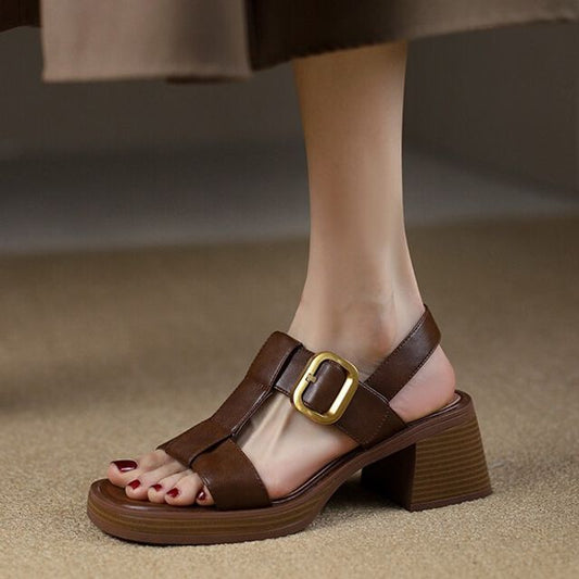 Heel Chunky Slingback Sandals