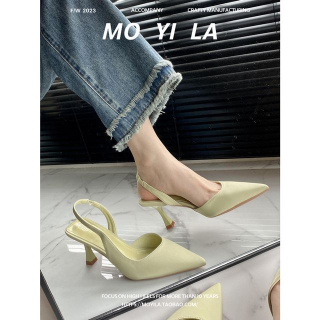 Slingback Mules High Heel Plain