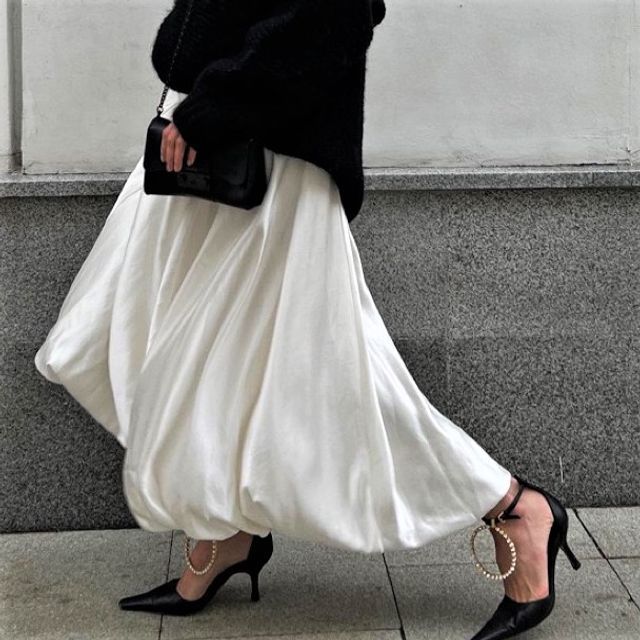 A-Line Skirt Plain Maxi Waist High