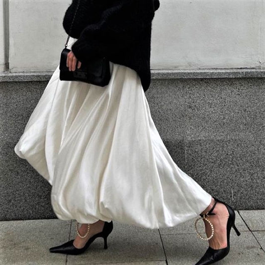 A-Line Skirt Plain Maxi Waist High