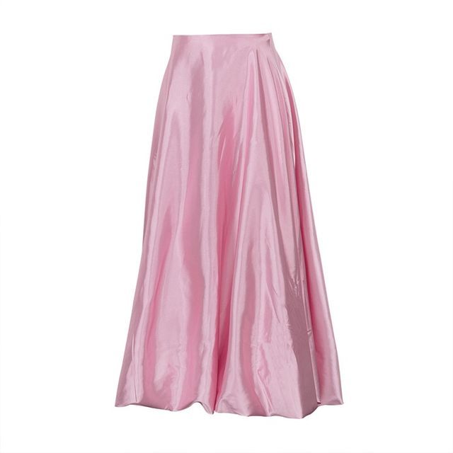 A-Line Skirt Plain Maxi Waist High