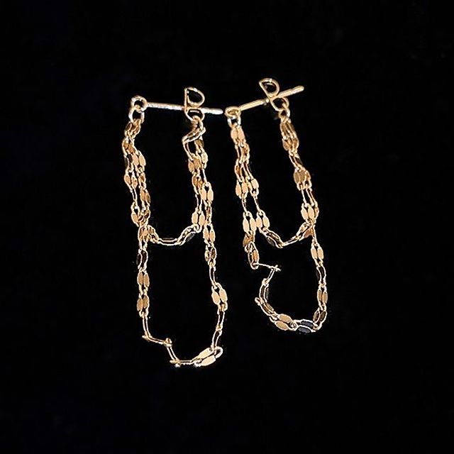 Layered Chained Alloy Dangle Earring
