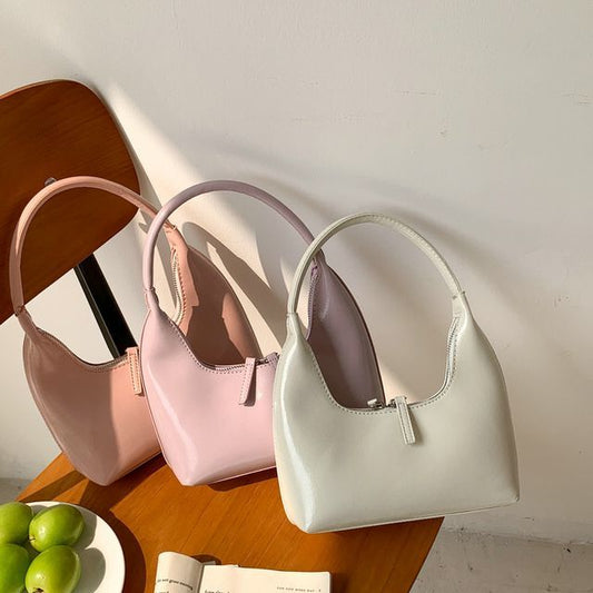 Bag Shoulder Leather Plain Zip Faux