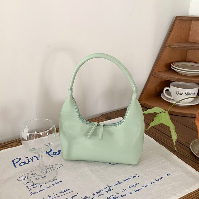 Bag Shoulder Leather Plain Zip Faux