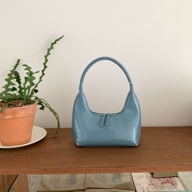 Bag Shoulder Leather Plain Zip Faux