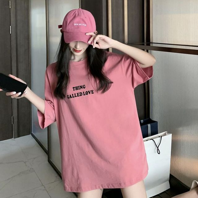 Short-Sleeve Tee Neck Lettering Round