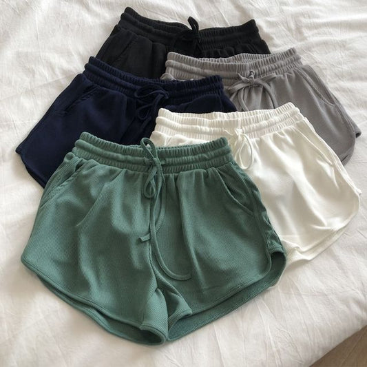Drawstring Shorts Waist Plain Sweat