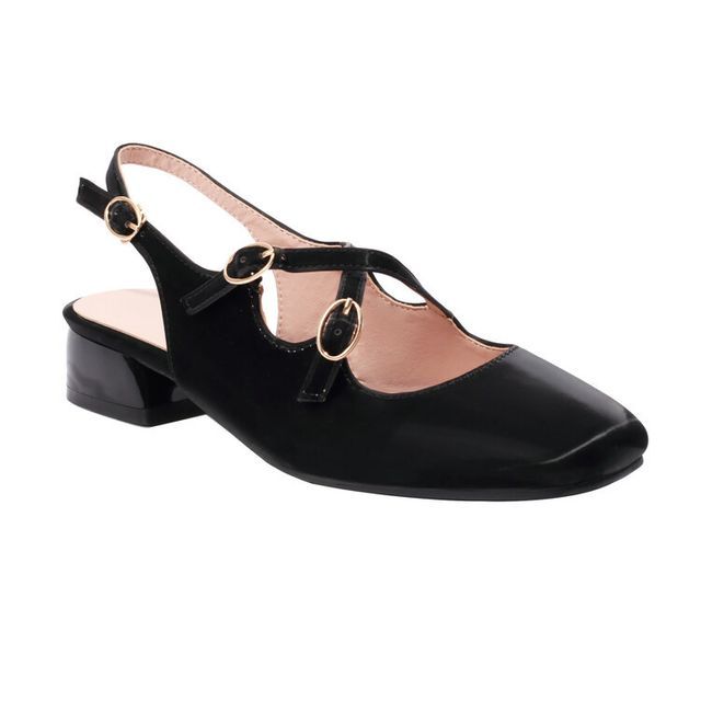 Slingback Cross Toe Heel Square Sandals Chunky Strap