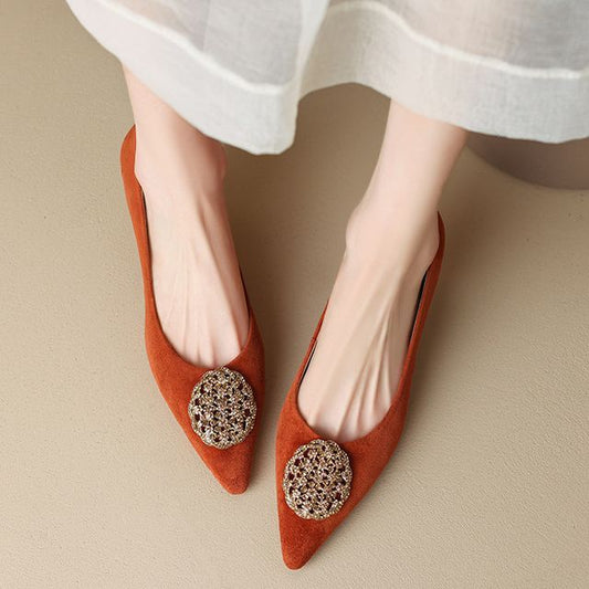 Pumps Rhinestone Kitten-Heel Pointed