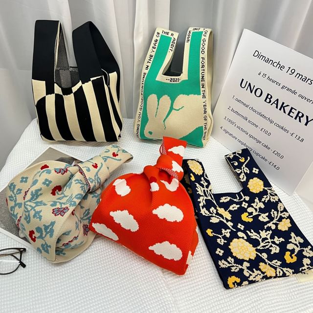 Patterned Knit Bag Tote