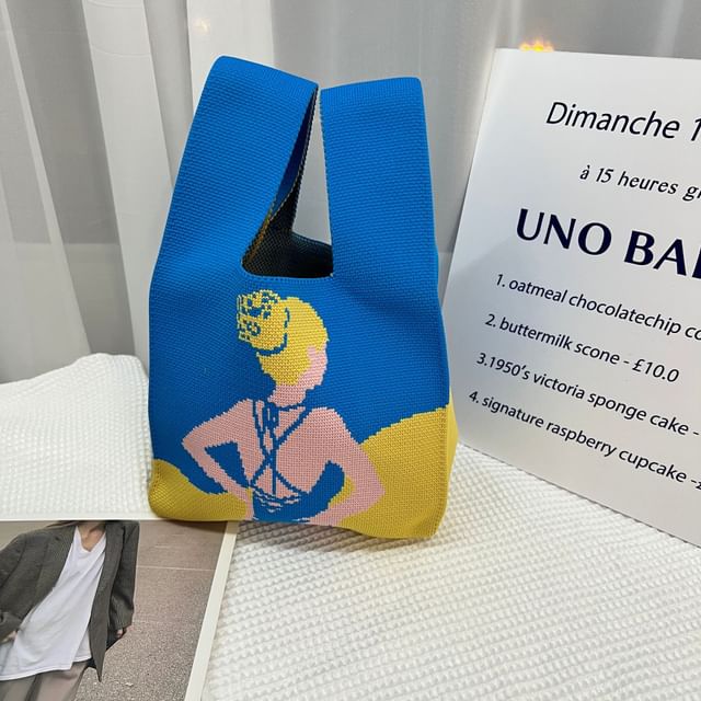 Patterned Knit Bag Tote