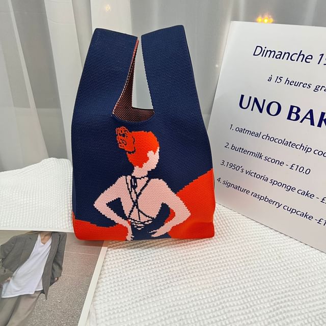 Patterned Knit Bag Tote