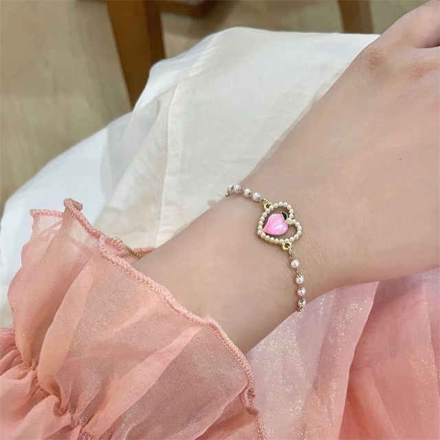 Bracelet Faux Peach Heart Pearl