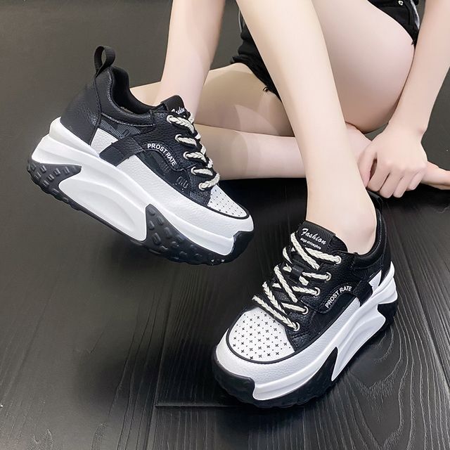 Platform Panel Sneakers Wedge Mesh Hidden