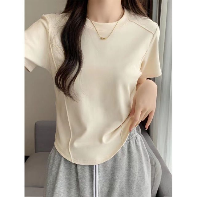 T-Shirt Round Neck Plain Short-Sleeve