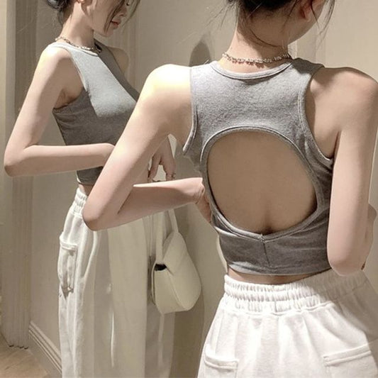 Crop Tank Top Open Plain Back
