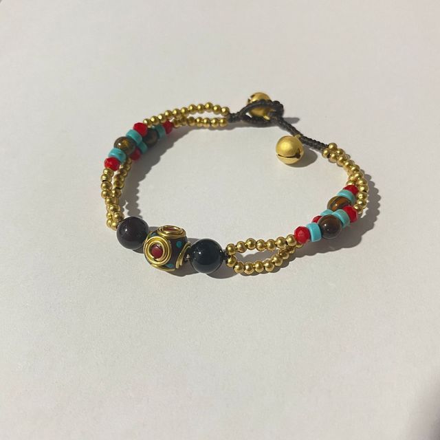 Bead Pendant Cord Bracelet Choker /