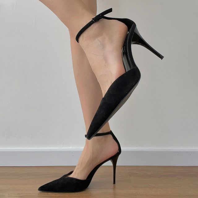 Pointed Plain High-Heel D'Orsay Pumps