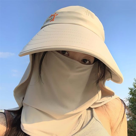 Lettering Sun Cover Face Hat with Protection