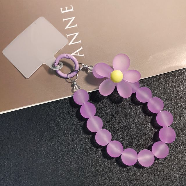 Floral Bead Phone Strap with Lanyard Pad