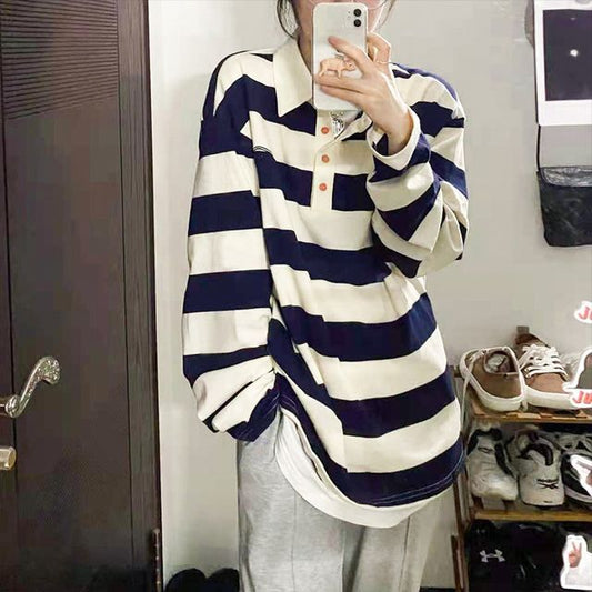 Striped Long-Sleeve Shirt Polo
