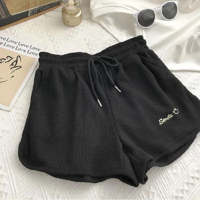 Waist High Letter Embroidered Shorts