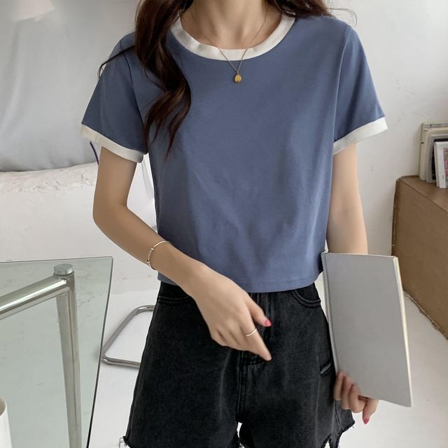Ringer Short-Sleeve T-Shirt Neck Round