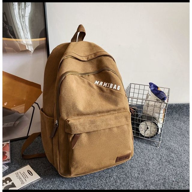 Lettering Print Canvas Backpack