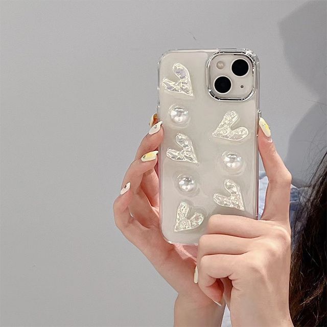 Pearl Heart Phone Faux Case