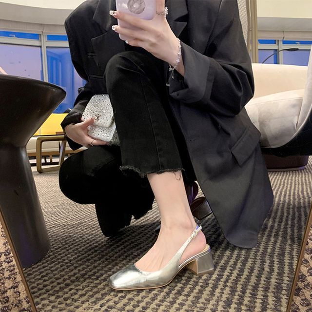 Slingback Heel Sandals Block