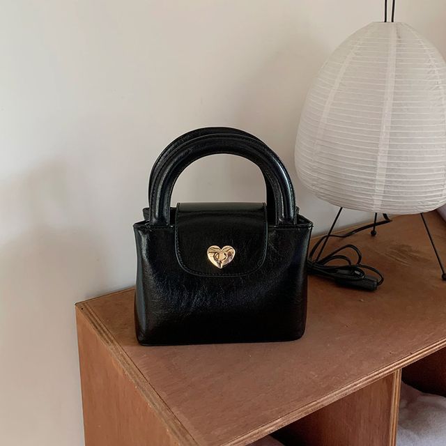 Heart Lock Handbag Leather Faux
