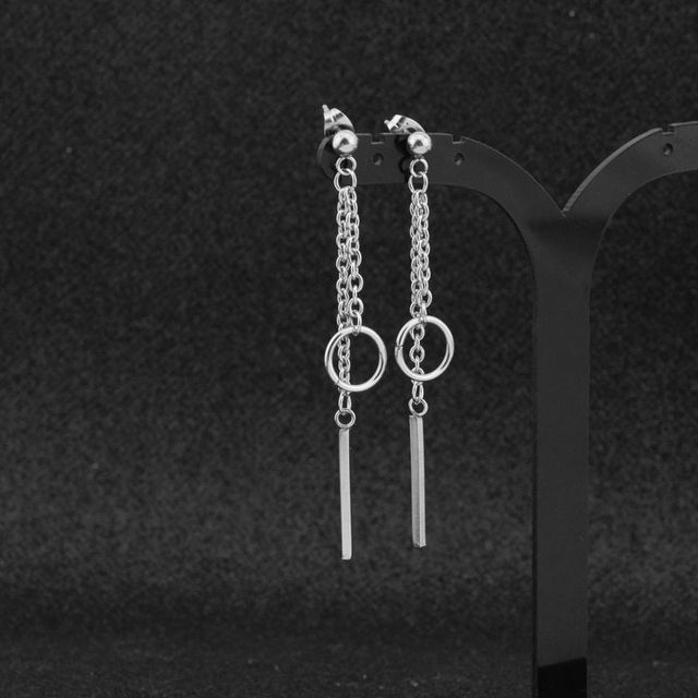 Bar Hoop Drop Earring / Ear Stud / Clip-On Earring