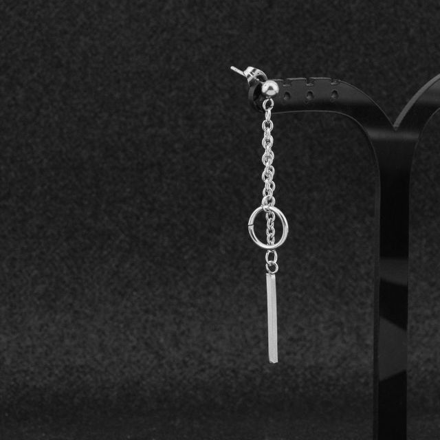 Bar Hoop Drop Earring / Ear Stud / Clip-On Earring