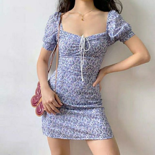 Dress Mini Floral Sheath Short-Sleeve