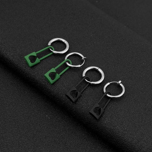 Unisex Lock Asymmetrical Stainless-Steel Dangle Earring