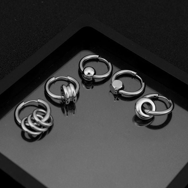 Polished Stainless Steel Hoop Earring (various designs)
