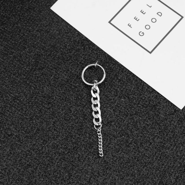 Stud Chain Asymmetrical Stainless Steel Dangle Earring