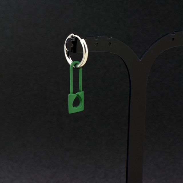 Unisex Lock Asymmetrical Stainless-Steel Dangle Earring