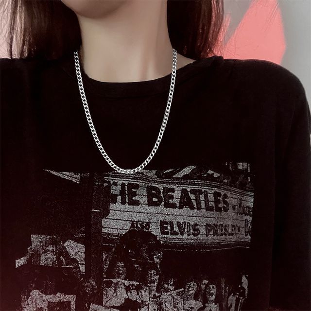Unisex Silver-Tone Chain Necklace