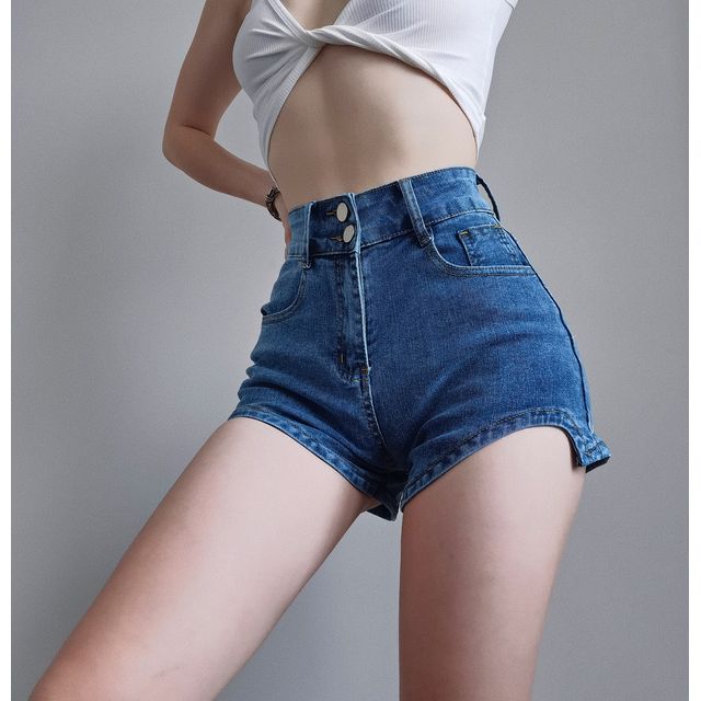 High Waist Denim Hot Pants