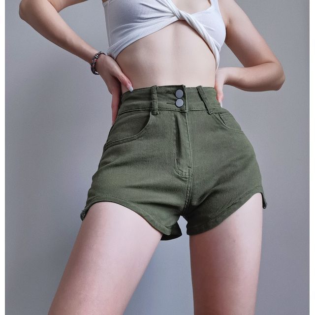High Waist Denim Hot Pants