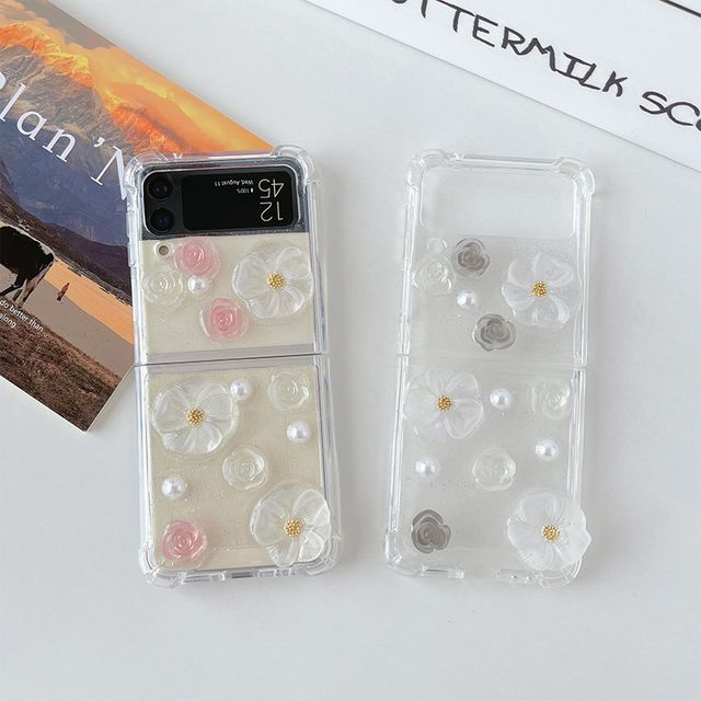 Floral Case Faux Pearl Phone