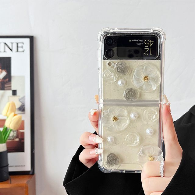 Floral Case Faux Pearl Phone