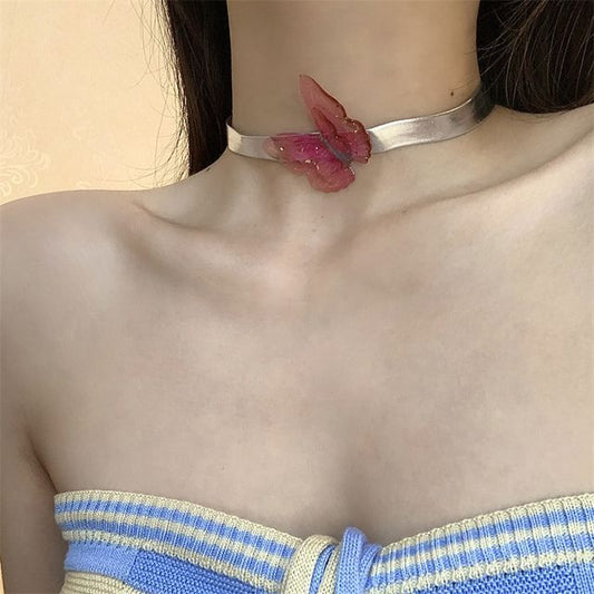 Butterfly Choker Leather Faux