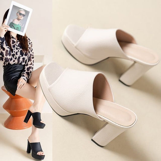 Platform Heel Chunky Sandals Slide