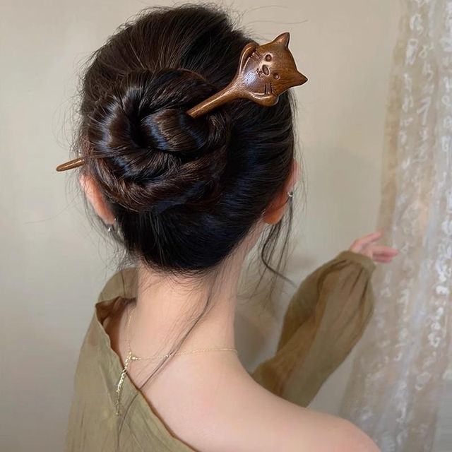 Designs) (Various Hair Stick Wooden Cat