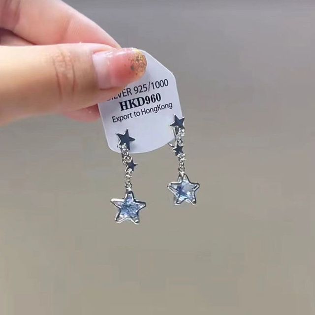 Dangle Rhinestone Earring Star Alloy