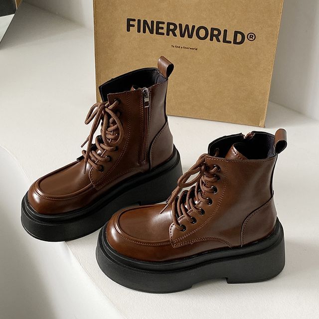 Boots Platform Up Short Lace