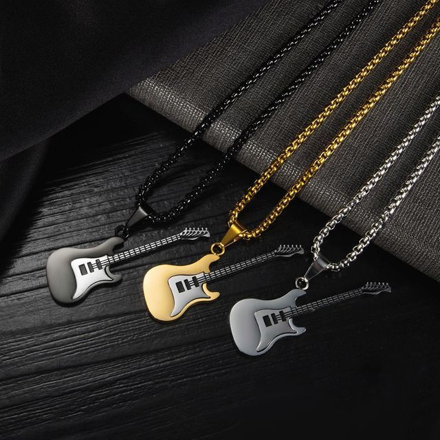 Guitar Stainless Steel Pendant / Necklace / Set (Various Designs)